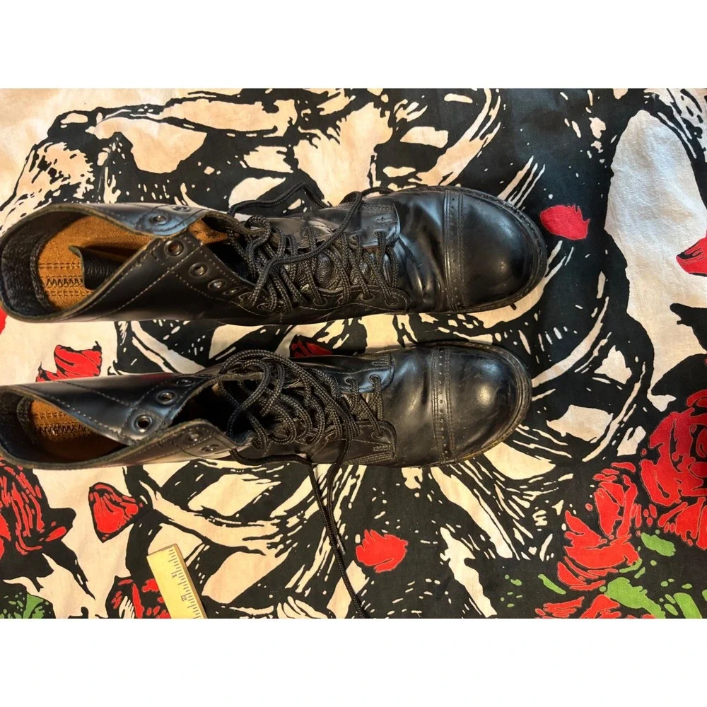 Vintage Corcoran Black Leather Jump Boots Cap Toe Combat Military Mens 10 Inch